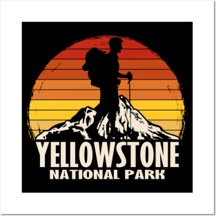 Vintage Retro Yellowstone National Park Hiking Posters and Art